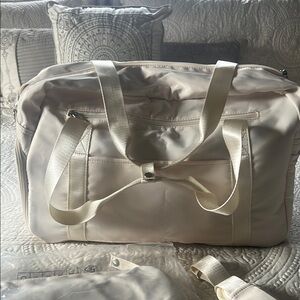 Cream Satin Duffel Bag